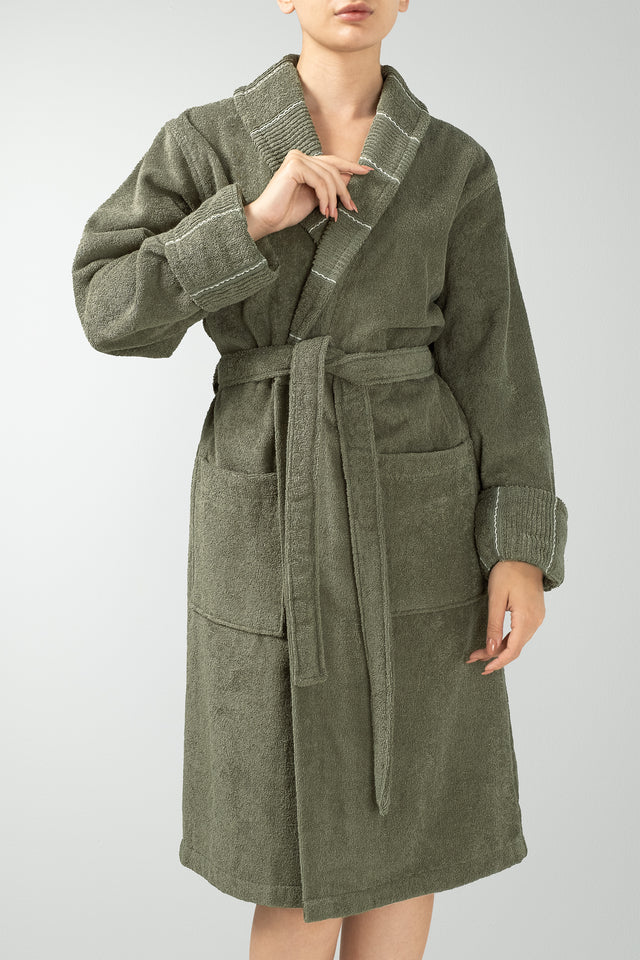 Carmine Robe Olive - Şalyaka Unisex Bornoz