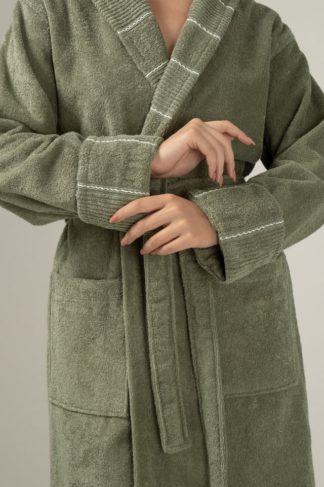 Carmine Robe Olive - Şalyaka Unisex Bornoz