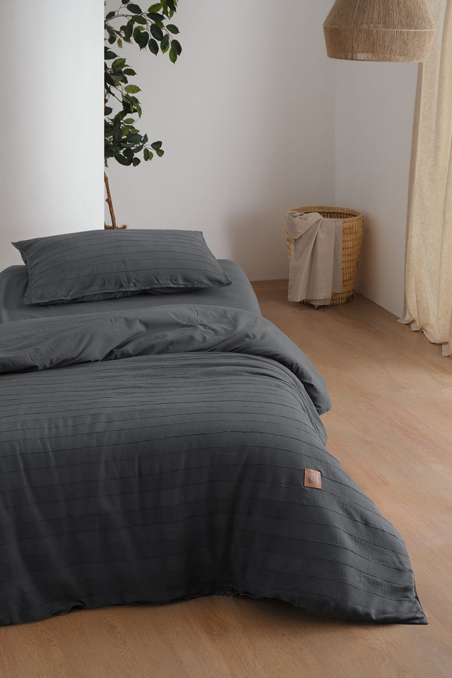 Ibas Uno Chacarol-100% Extra Pure Cotton, Washed, Jacquard Single Duvet Cover Set