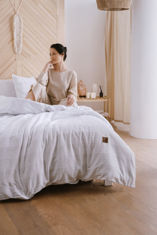 Ibas Uno Chacarol-100% Extra Pure Cotton, Washed, Jacquard Single Duvet Cover Set