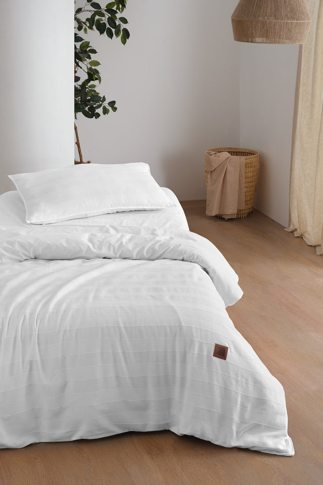 Ibas Uno Chacarol-100% Extra Pure Cotton, Washed, Jacquard Single Duvet Cover Set