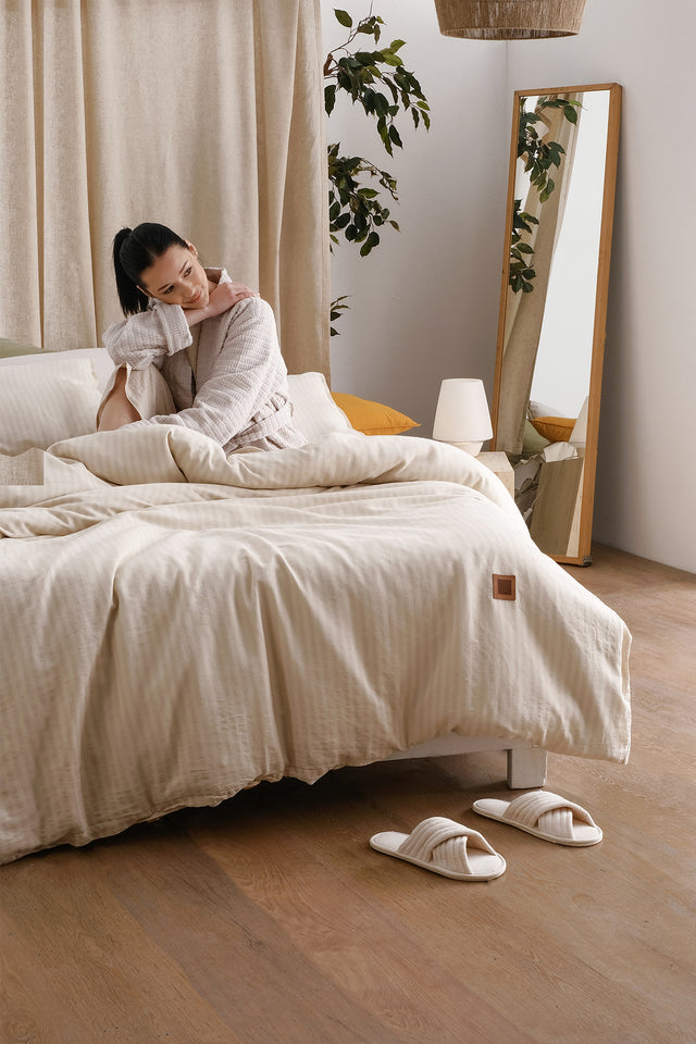 Moln -100% Extra Pure Cotton, Yarn Dyed, Washed, Double Duvet Cover Set