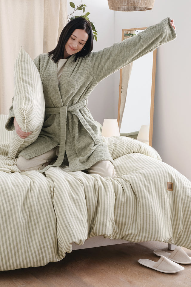 Moln Uno -100% Extra Pure Cotton, Yarn Dyed, Washed, Single Duvet Cover Set