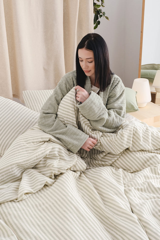Moln Uno -100% Extra Pure Cotton, Yarn Dyed, Washed, Single Duvet Cover Set