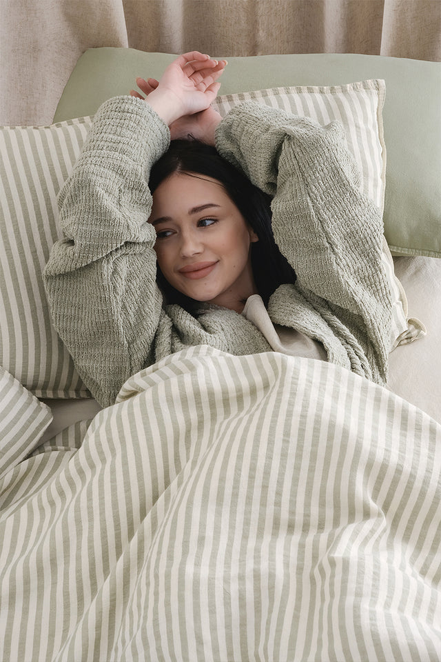 Moln 303 – 100 % extra reine Baumwolle, garngefärbt, gewaschen, Doppelbett-Bettbezug-Set