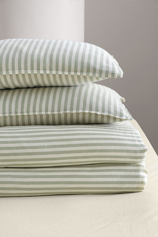 Moln 303 – 100 % extra reine Baumwolle, garngefärbt, gewaschen, Doppelbett-Bettbezug-Set