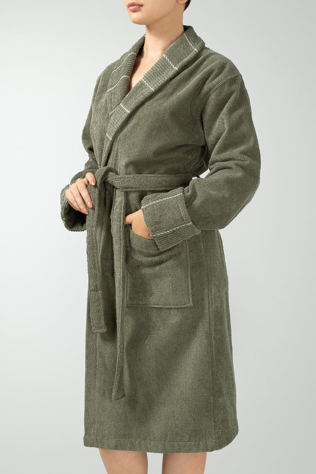 Carmine Robe Olive - Şalyaka Unisex Bornoz