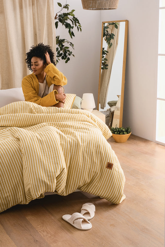 Moln -100% Extra Pure Cotton, Yarn Dyed, Washed, Double Duvet Cover Set