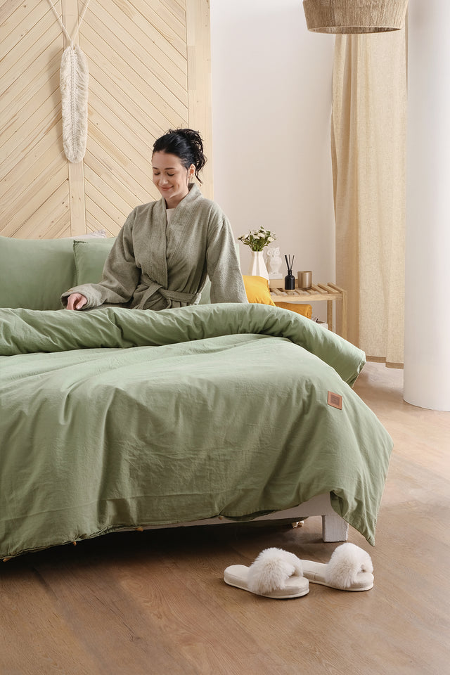 Mono -100% Extra Cotton, Washed, Double Duvet Cover Set