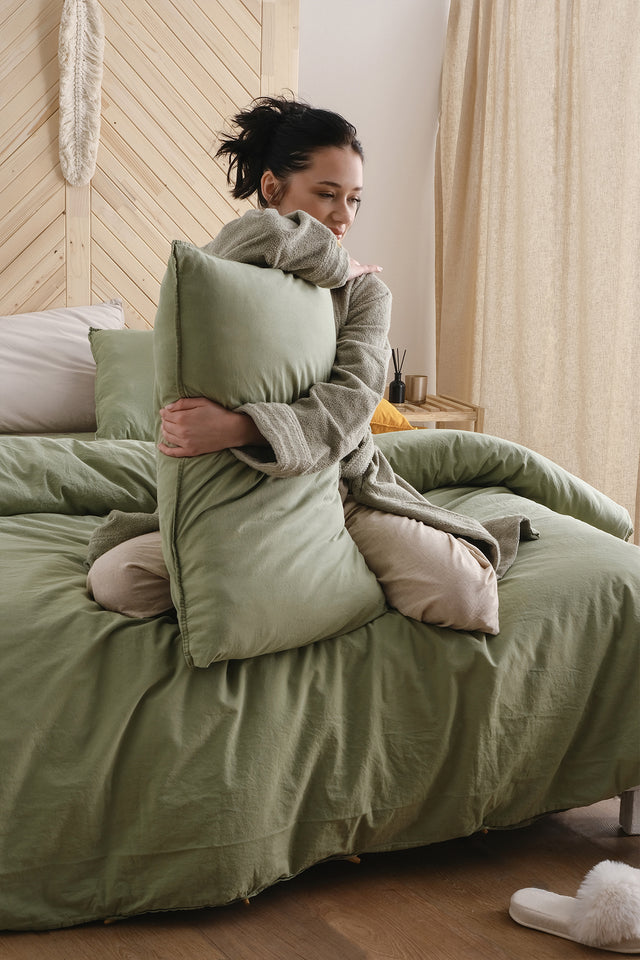 Mono -100% Extra Cotton, Washed, Double Duvet Cover Set