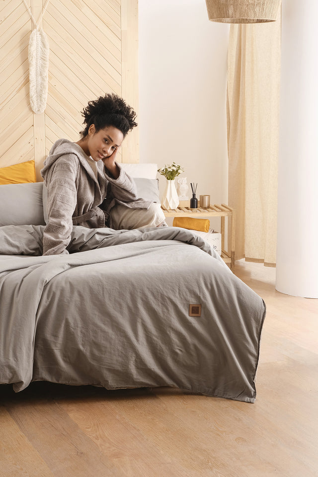 Mono -100% Extra Cotton, Washed, Double Duvet Cover Set