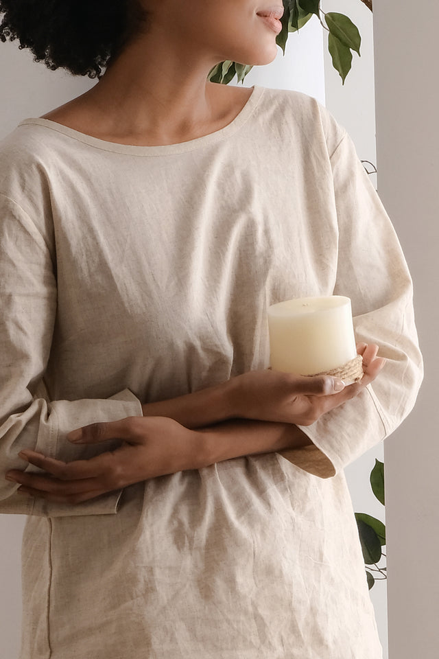 Mumm Moon Sign - El Dökümü Jüt İpli Silindir Mum