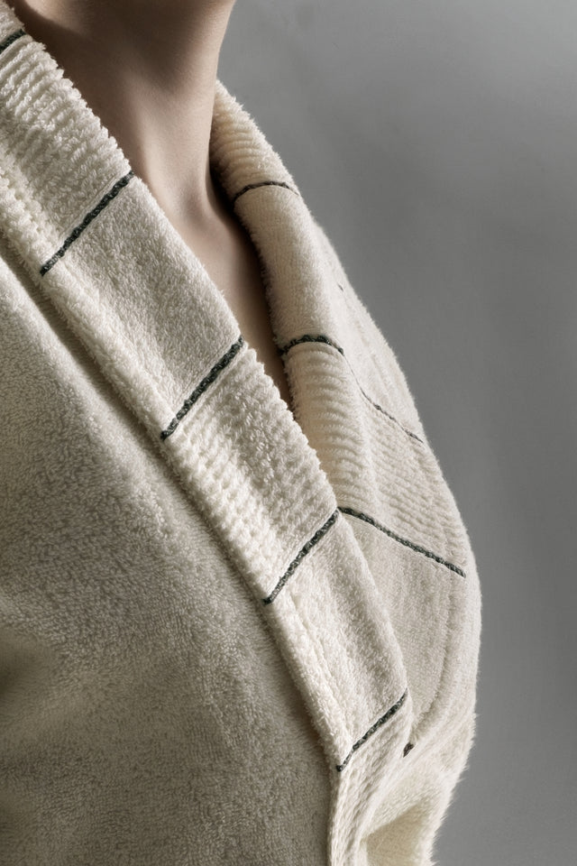 Carmine Robe Cream - Unisex Şalyaka Bornoz