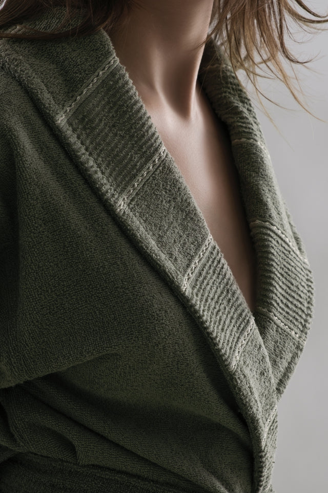 Carmine Robe Olive - Şalyaka Unisex Bornoz