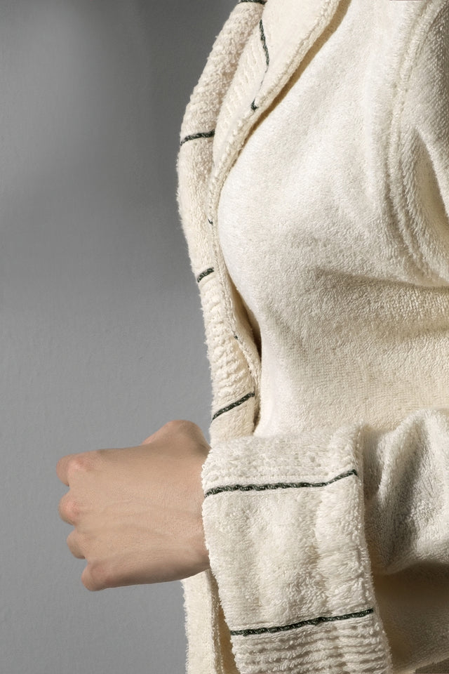 Carmine Robe Cream - Unisex Şalyaka Bornoz